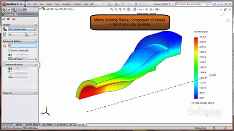 Solidworks Simulation Hoop And Radial Stress And Displacement Youtube