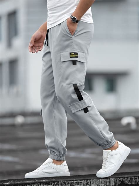 Manfinity Hypemode Men Patch Detail Drawstring Waist Cargo Pants