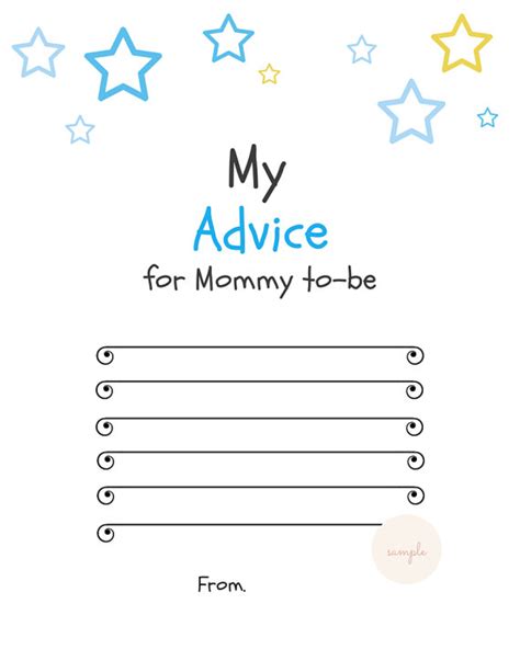 Blue Star Advice For Mommy To Be Cards Magical Printable