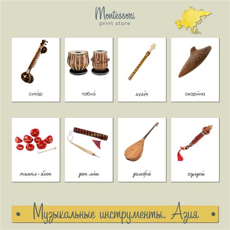 Музыкальные инструменты Европы - карточки Монтессори купить и скачать