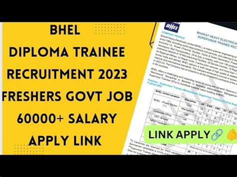 Bhel Diploma Holders Recruitment For Supervisor Post K Salary