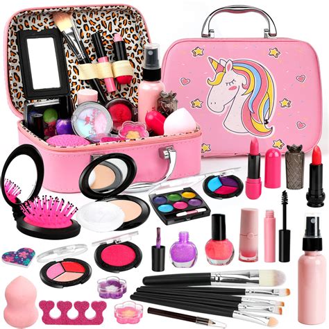 Sendida Washable Real Makeup Kit for Girls Age 3-10, Pretend Play Toy ...