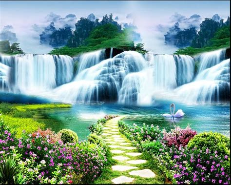 Flower Waterfall Trees Wallpapers on WallpaperDog