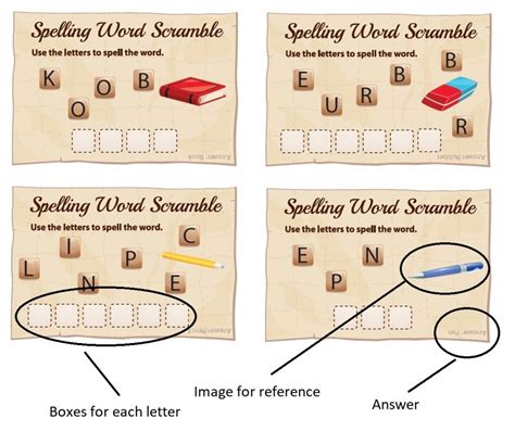 Spelling Cards - School Supplies - English with George