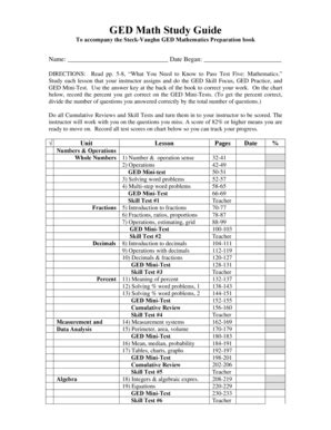 GED Math Study Guide School District Of Pickens County Fill