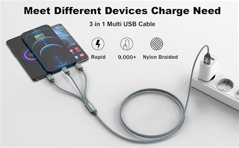 Câble Chargeur Multi Embout 3 En 1 Cable Multi Usb [1 2m] Câble Multi Chargeur De Chargement