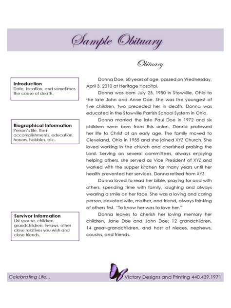 Obituary Template Word Document