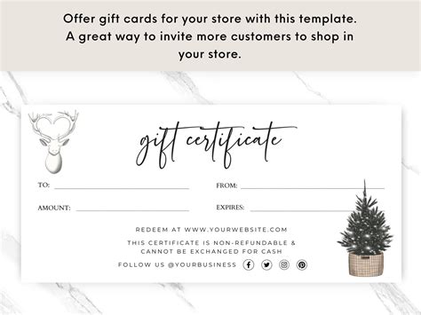 Christmas Gift Card Template Printable and Editable Gift - Etsy