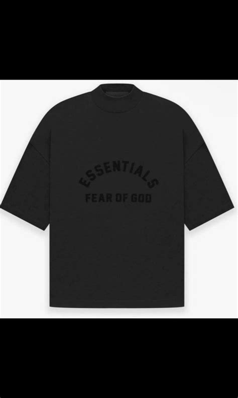 Fear Of God Essentials Ss23 Black Collection Mock Neck Tee Jet Black