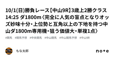 101日🏆勝負レース🏆【中山9r】3歳上2勝クラス 1425 ダ1800m〈完全に人気の盲点となりオッズ妙味十分・上位勢と互角以上の