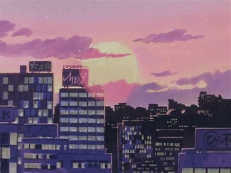 Aesthetic Anime City Sunset GIF | GIFDB.com