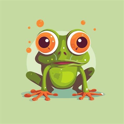 Premium Vector Cute Green Frog Cartoon Character Adorable Frog