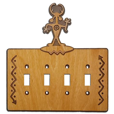 moab man quad toggle switch plate rustic metal wood cover