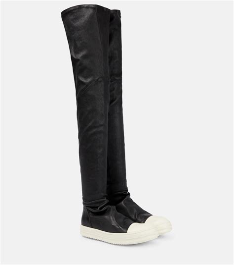 Кожаные сапоги выше колена Rick Owens, черный – заказать с доставкой из ...