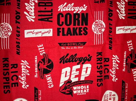 Kellogg's Cereal Slogans in Red 1 1/4 Yard Springs Creative Productions Destash - Etsy