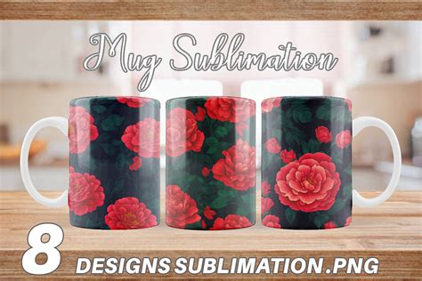 Mug Patterns Red Floral Graphic by Artnoy · Creative Fabrica