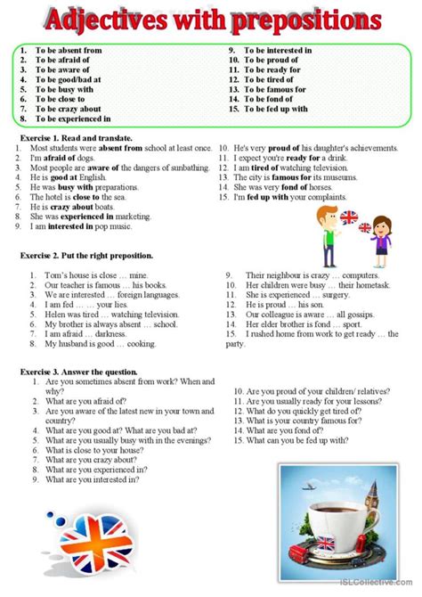 Adjectives With Prepositions General English Esl Worksheets Pdf And Doc