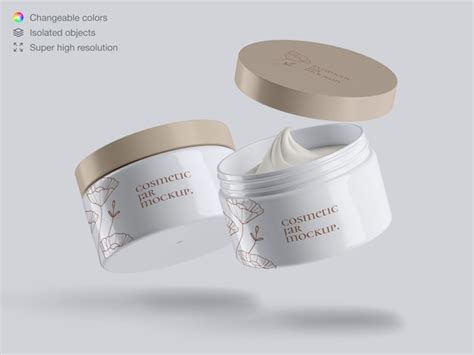 Premium Psd Two Realistic Floating Plastic Cosmetic Face Cream Jars