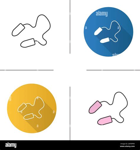 Earplugs Icon Flat Design Linear And Color Styles Isolated Vector