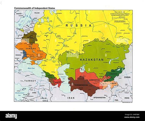 Map of the Commonwealth of Independent States (CIS) in 1997 Stock Photo ...