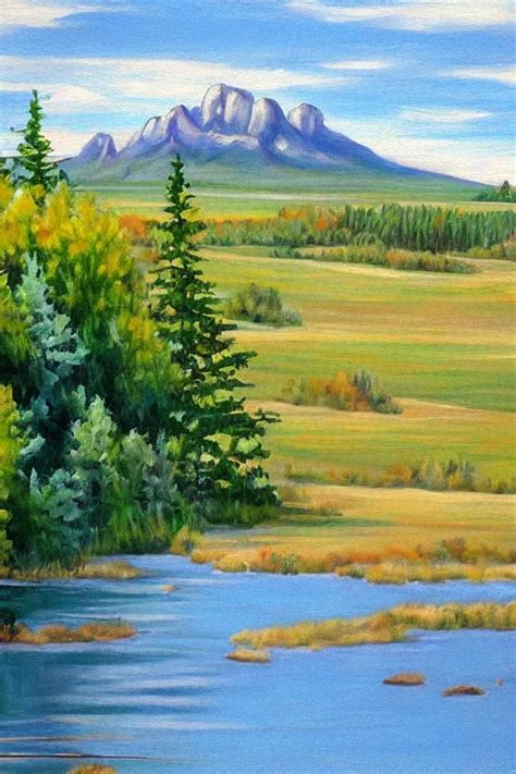 Bob Ross Painting Of Big Rock Okotoks Alberta Stable Diffusion Openart