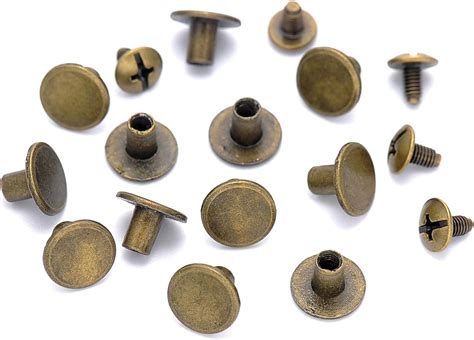 Studs Rivets Tacks Crafts Brass Round Flat Head Stud Screwback