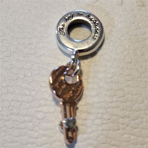 Pandora Jewelry Authentic Pandora Twotone Key Sliding Heart Dangle