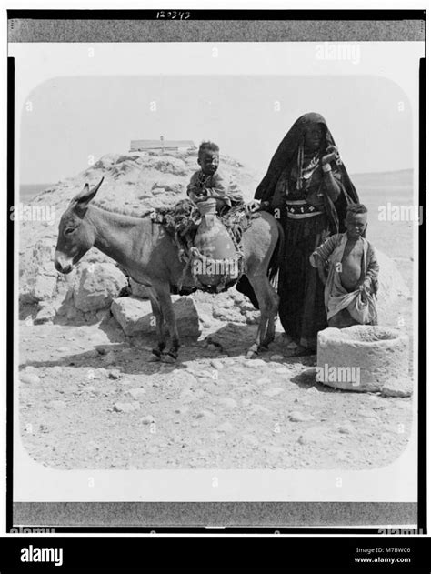 A Desert Cistern Negroid Woman Children And Donkey Carrying Water Jars