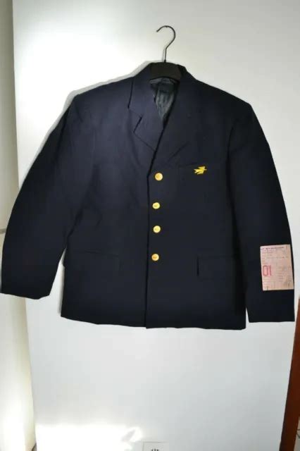 ANCIENNE VAREUSE VESTE de facteur PTT 1967 insigne jaune doré Jamais