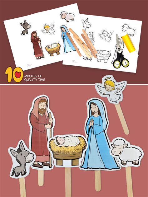 Printable Nativity Stick Puppets 10 Minutes Of Quality Time