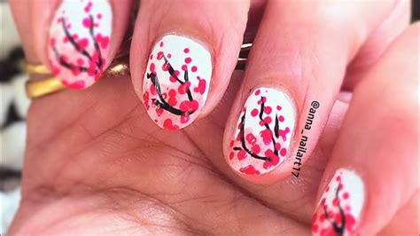 Easy Cherry Blossom Nail Art 🌸🌸 Youtube