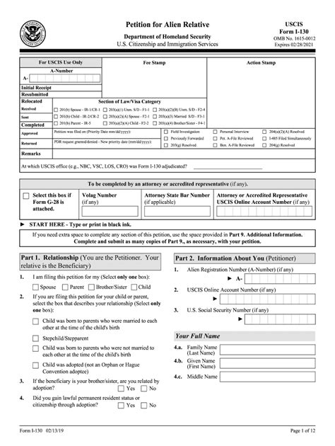 Free Printable I 130 Form Printable Templates