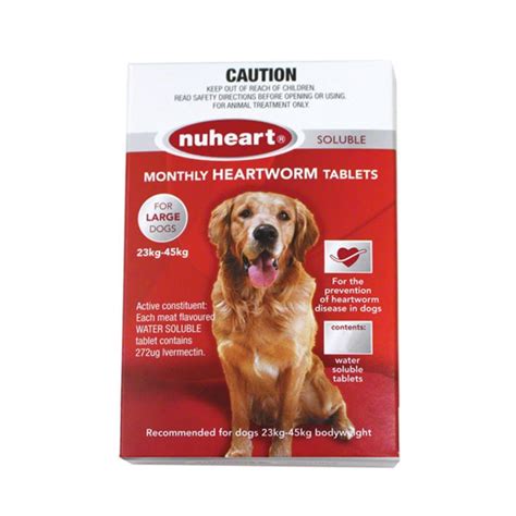 Nuheart Heartworm Tablet Dog Large 23 45kg Red Dr Carl