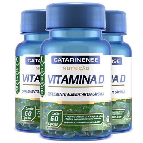 Kit 3 Vitamina D 200ui Catarinense 60 cápsulas Vitaminas A Z