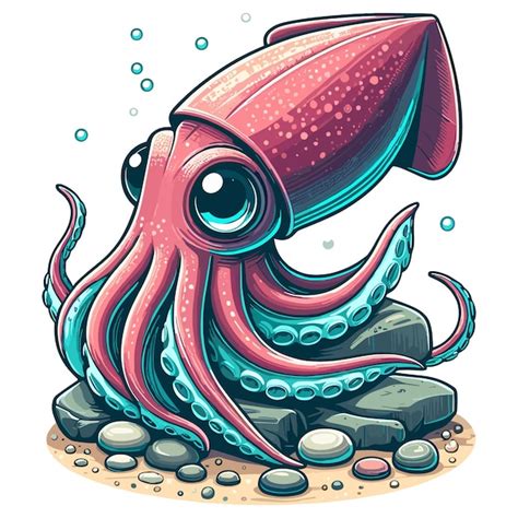 Premium Vector Cute Squid Cartoon Isolated On White