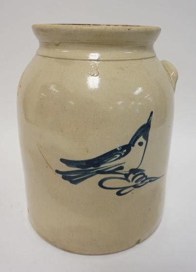 Stoneware Blue Bird Crock May 15 2020 Dennis Auction Service Inc