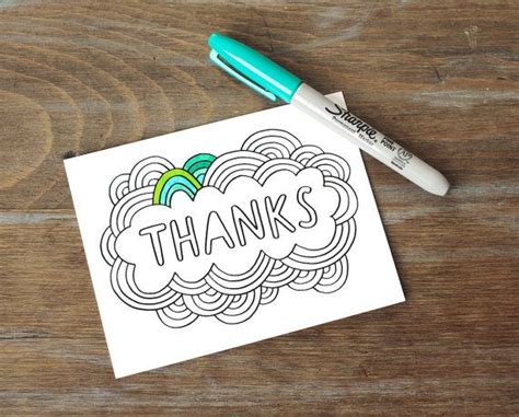 Greeting Card Thanks Color Your Own Diy Thank You Card Hand