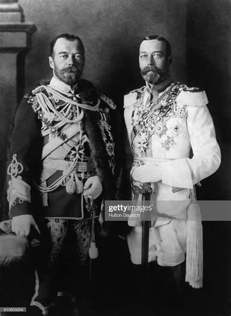 Czar Nicholas II Of Russia And King George V Of England Pose In Royal