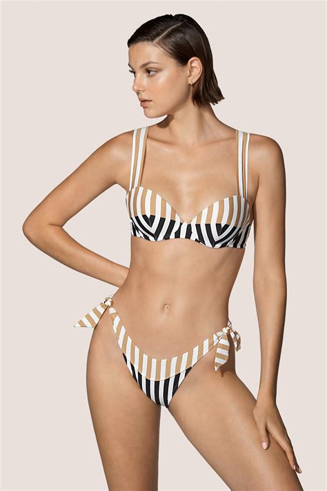 Andres Sarda Swimwear PERRIAND Sand Padded Plunge Bikini Top ANDRES