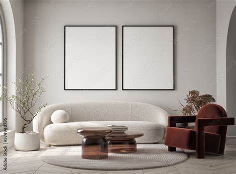 Mockup Poster Frame On The Wall Of Living Room Luxurious Apartment