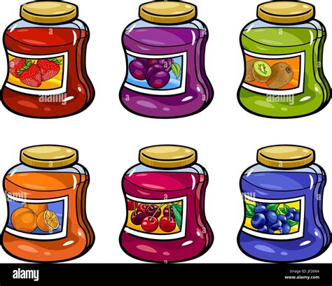 Food Aliment Illustration Fruit Jam Set Cartoon Glass Chalice