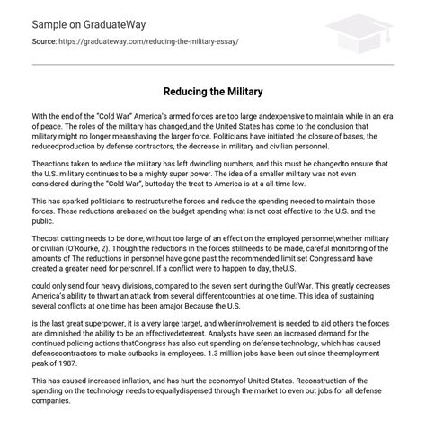 Reducing The Military 366 Words Free Essay Example On Graduateway