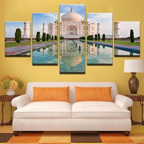 Non encadré 5 pièces Toile Peinture Taj Mahal bâtiment paysage