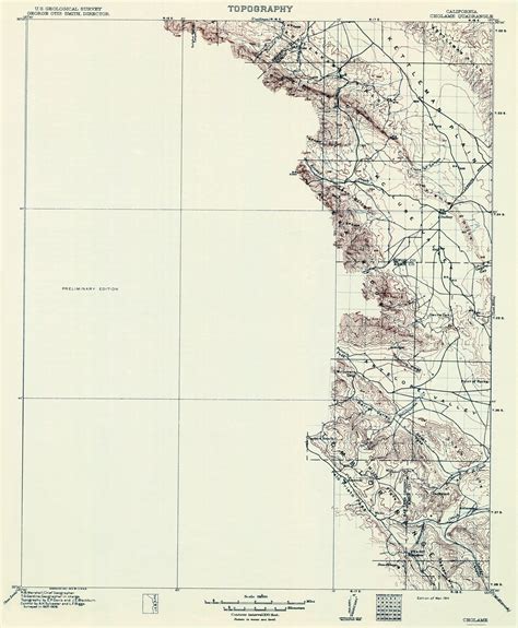 Topographical Map - Cholame California Quad - USGS 1914 - 23 x 27.93 ...