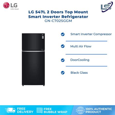 Lg 547l 2 Doors Top Mount Smart Inverter Refrigerator Gn C702sggm Multi Air Flow Door