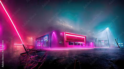 A futuristic gas station. A live concert venue where the music begins. Rock band, steampunk ...