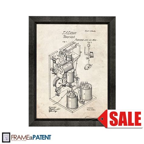 Edison Telegraph Patent Print 1869 Vintage Telegraph Patent Poster