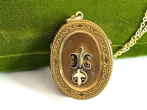 Antique Etruscan Revival Locket Ornate Oval W K Gold Filled Etsy