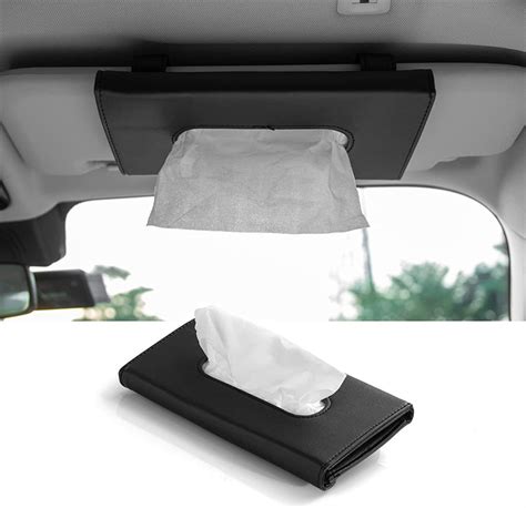 Pu Leather Car Back Seat Headrest Hanging Tissue Holder Sun Visor