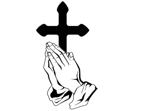 Christian Decal Praying Hands And Cross Decal Cross Decal Etsy Praying Hands Cross Coloring